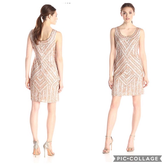 Adrianna Papell beaded sleeveless scoop neck cocktail dress - Picture 3 of 11